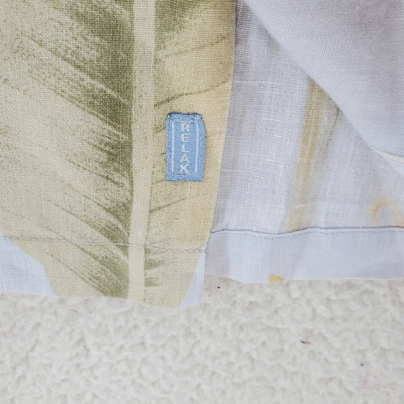 Tommy Bahama Linen Shirt Mens L Floral White Yellow Hawaiian Button Up Relaxed - Picture 8 of 10